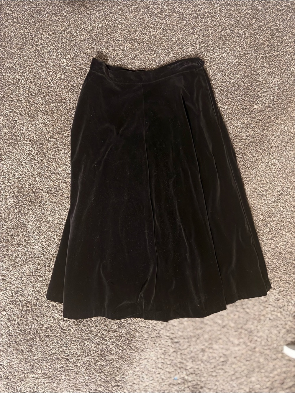 Vintage Black Velvet Midi Skirt by Personal - XS